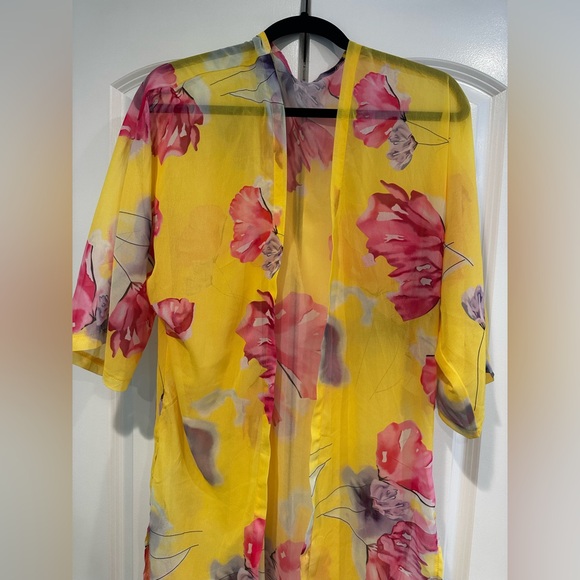 Floral Yellow and Pink Swim Coverup NWOT - Picture 2 of 4